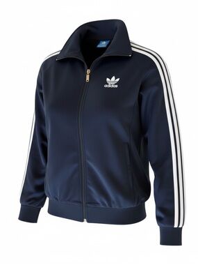 Adidas Originals Navy Blue Trefoil 3-Stripe Track Jacket Women’s Small Fitted
